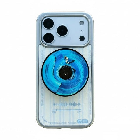 [Compatible with iPhone 18 Pro Max/18 Pro] iPhone 17/16/15/14 Compatible Case: Retro Record-Motif MagSafe Phone Case with Hidden Mirror Stand