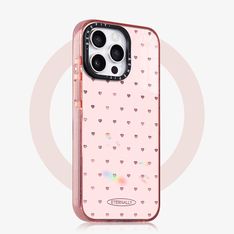 ピンク ミニハート総柄 iPhoneケース