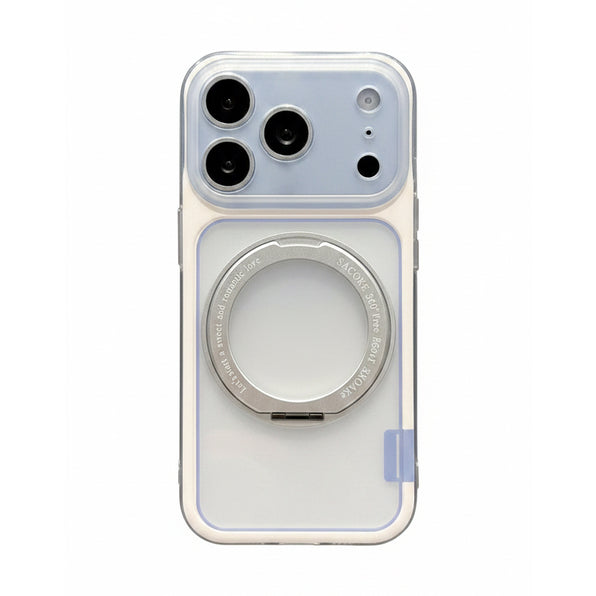 シンプルバイカラー360°回転リングスタンド一体型マットクリアスマホケース 全5色