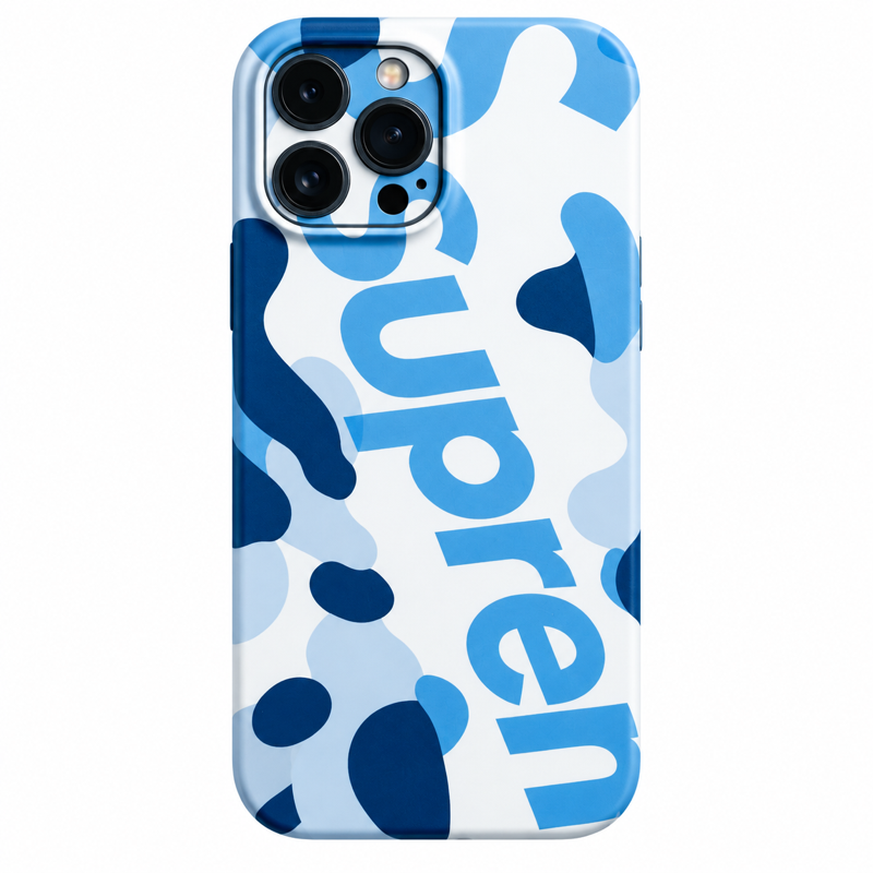 カモフラージュ＆レタリング iPhoneケース カモフラージュ（ブルー） 装着イメージ
