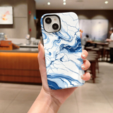 マーブル柄 iPhoneケース マーブル（ブルー） 装着イメージ