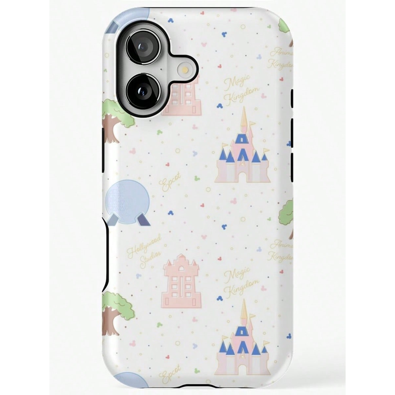 童話風の城とパステルイラスト柄 iPhoneケース キャッスル（ホワイト） 装着イメージ