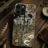 レトロなコラージュ柄 iPhoneケース アニマル＆クロス（ブラウン） 装着イメージ