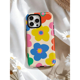 レトロな花と太陽柄 iPhoneケース フラワー（マルチカラー） 装着イメージ
