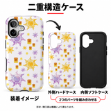 レトロな花と太陽柄 iPhoneケースの二重構造 外側ハードケースと内側ソフトケースの組み合わせイメージ