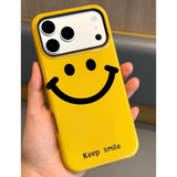 笑顔のフルーツとスマイル柄 iPhoneケース スマイル（イエロー） 装着イメージ