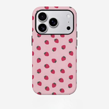 チェリーとストロベリー柄 iPhoneケース ストロベリー（ピンク） 装着イメージ