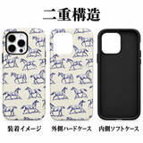 ホース柄の総柄プリント iPhoneケースの二重構造 外側ハードケースと内側ソフトケースの組み合わせイメージ