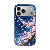 デジタル桜柄のiPhoneケース装着イメージ、白背景の背面図