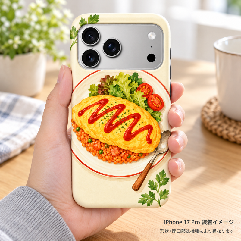 オムライス iPhone 17 Pro 元の手持ちシーン 装着イメージ