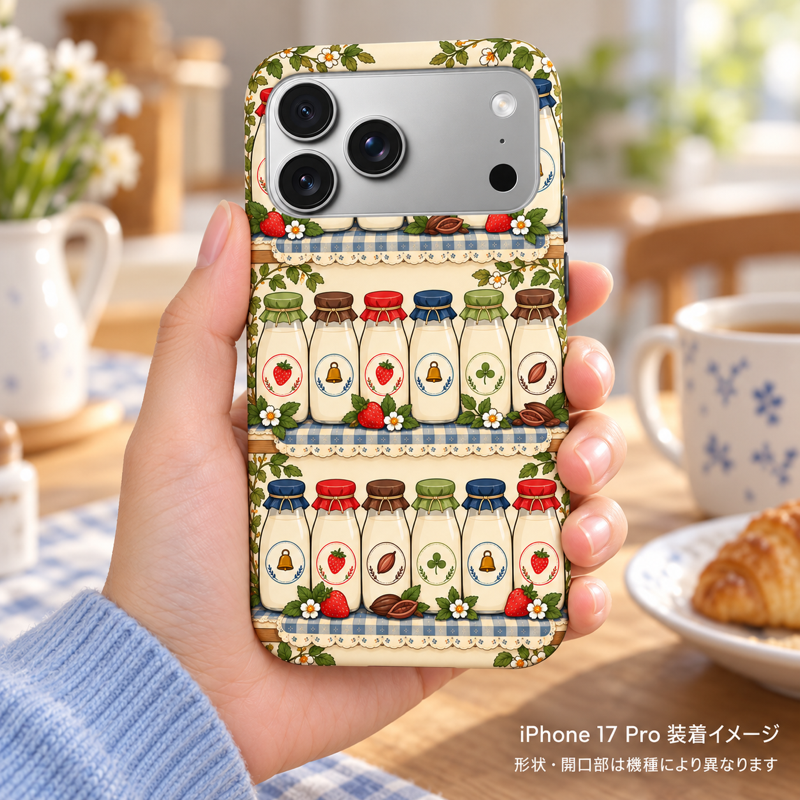 ミルクボトル iPhone 17 Pro 元の手持ちシーン 装着イメージ