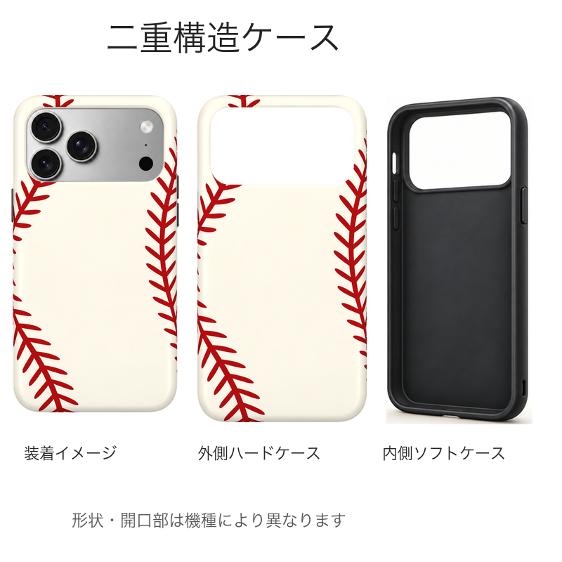 クラシックレッドステッチ 二重構造ケース 外側ハードケースと内側ソフトケースの構造イメージ