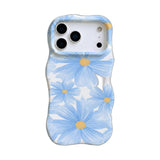 花柄 iPhoneケース 韓国 油絵風 波型 メイン(白底)