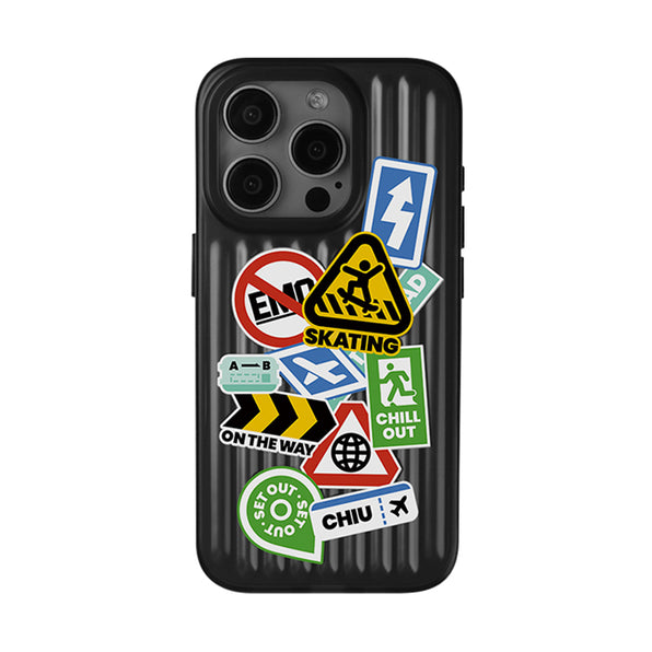 Suitcase Motif Sticker Design Magnetic Smartphone Case