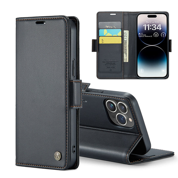 Simple Design Anti-Stain Wallet & Stand Function Leather Flip Phone Case