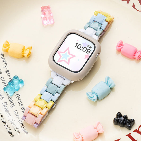Colorful Block Design Apple Watch Band Only / Band & Case Set