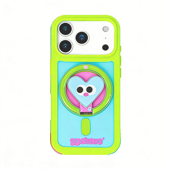 Magnetic Smartphone Case with Heart-shaped Stand and Accent Colors (3 colors available)