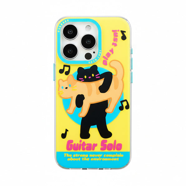 Guitar Cat Motif Magnetic Phone Case with Stand