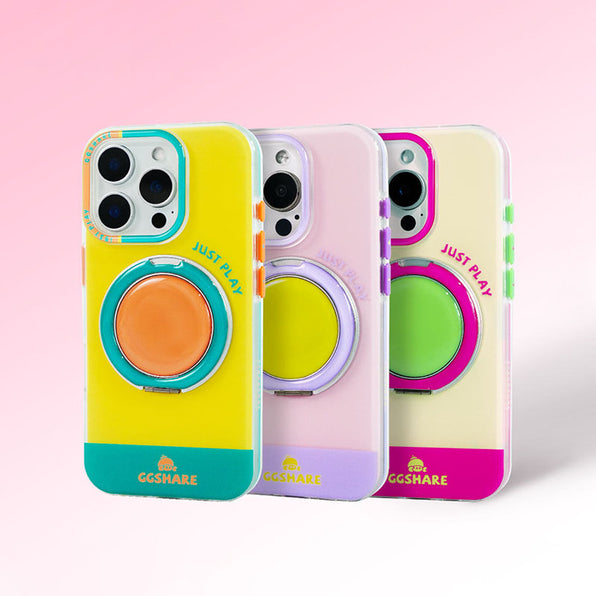 Color Block Design Smartphone Case with Integrated 360° Rotating Ring Stand (Available in 3 Colors)