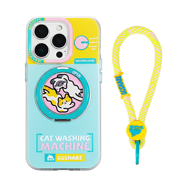 Original Cat Grooming Machine Motif 360° Rotating Stand Integrated Smartphone Case