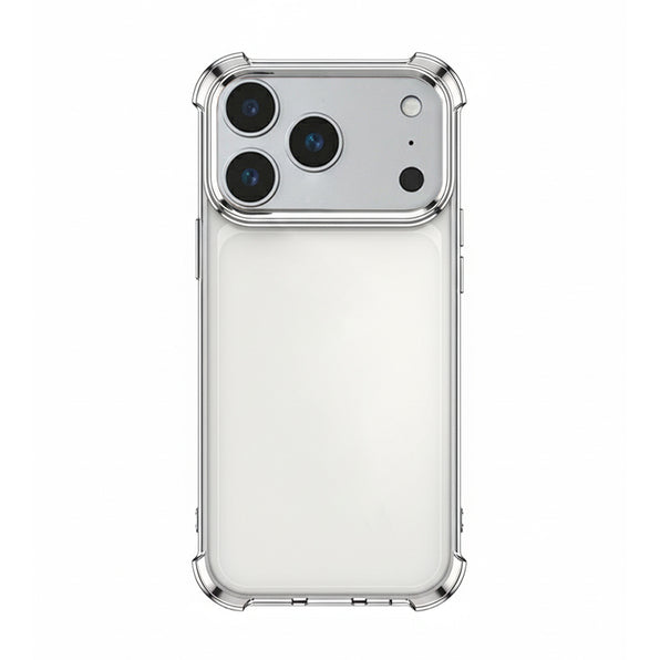 Shockproof smartphone case with corner air cushions, plated finish, and full camera coverage (11 designs available)