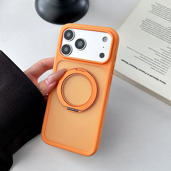 Monochrome Translucent Magnetic Smartphone Case with 360° Rotating Ring Stand (4 Colors)
