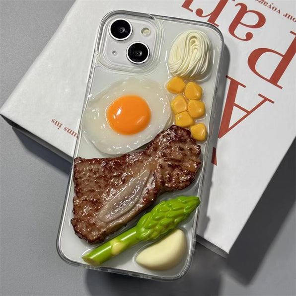 Unique and Stylish 3D Steak Motif Clear Smartphone Case