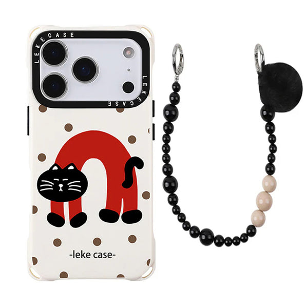 Polka Dot x Cat Design Strap & Stand Magnetic Smartphone Case