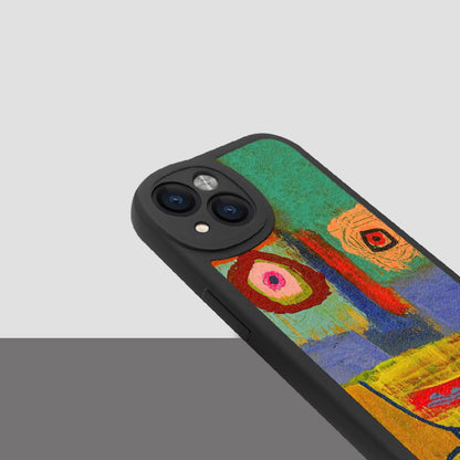 抽象ユニーク人物アート柄PUレザー風スマホケース