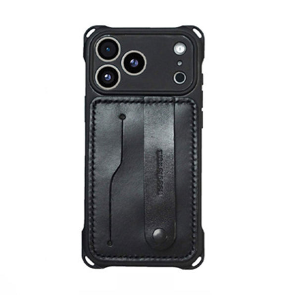Smartphone Case with Four Corner Strap Holes, Full Camera Coverage, and Genuine Leather Card Pocket (Available in 2 Colors)