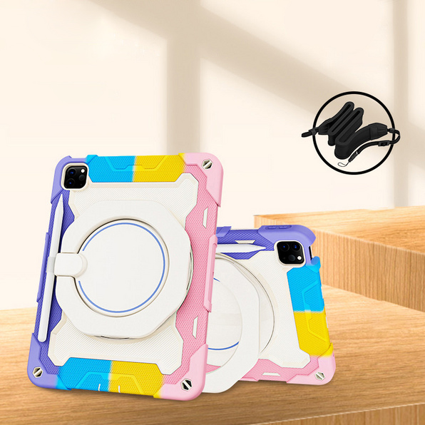 Simple Design, Accent Colors, 360° Rotating Stand & Pen Storage, Shockproof iPad Case