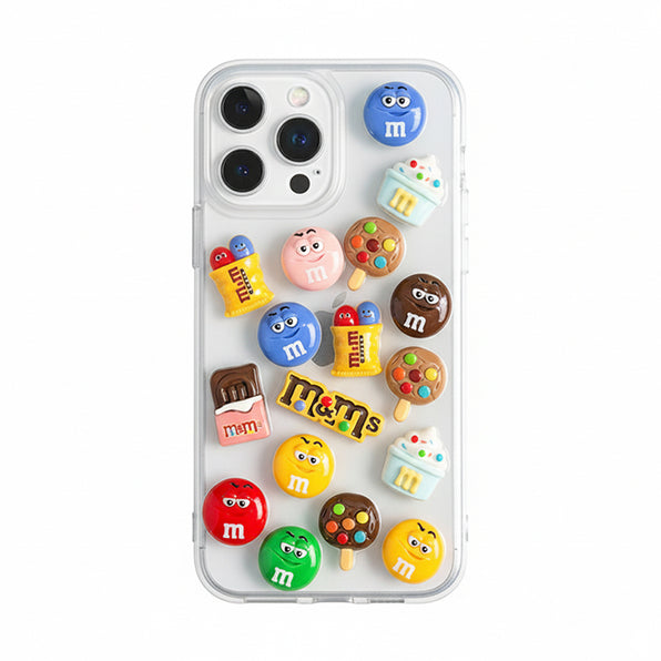 Cartoon Colorful Bean Motif 3D Design Clear Smartphone Case