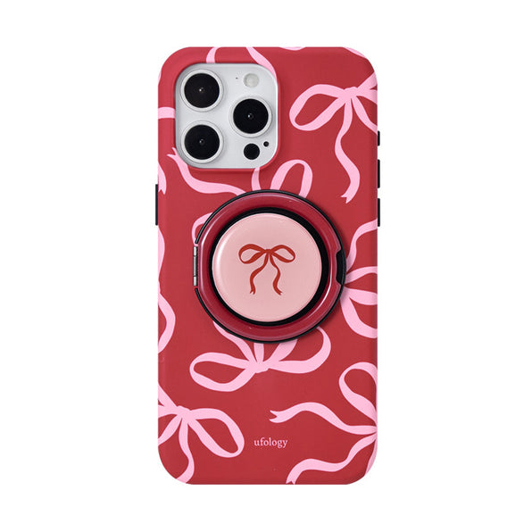 Ribbon Design Rotating Ring Stand Dual-Layer Film Processed Magnetic Phone Case