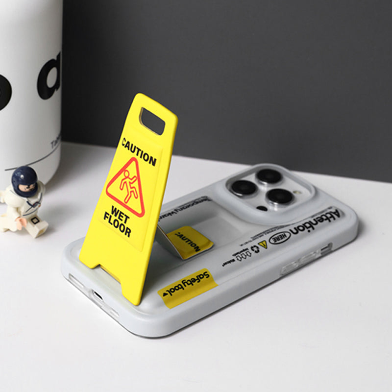 スリップ注意標識風デザインスタンド一体型スマホケース