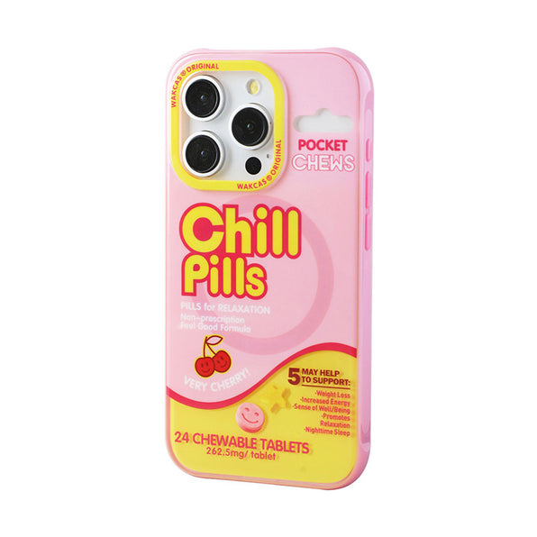 Pink Capsule Motif Magnet-Compatible Phone Case with Airbag Stand