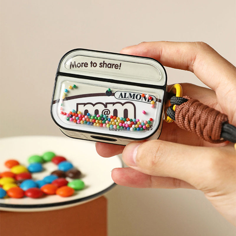 可愛いカラフルビーズ入りストラップ付きAirPodsケース