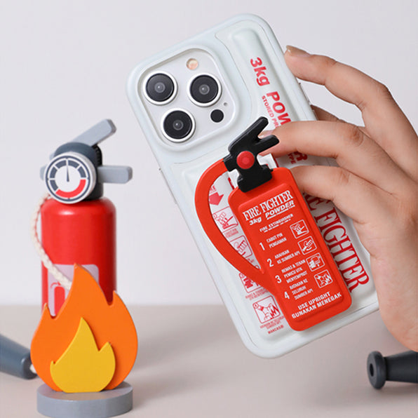 Fire extinguisher design stand-integrated smartphone case