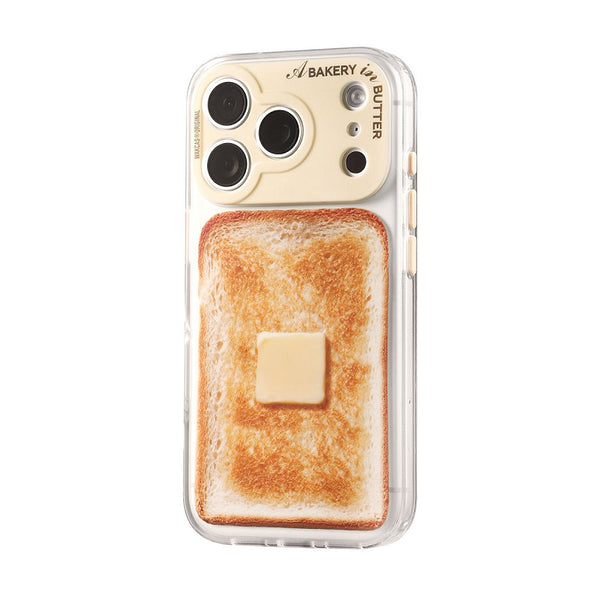Magnetic Phone Case with Stand and Hidden Mirror, Toast & Egg Motif