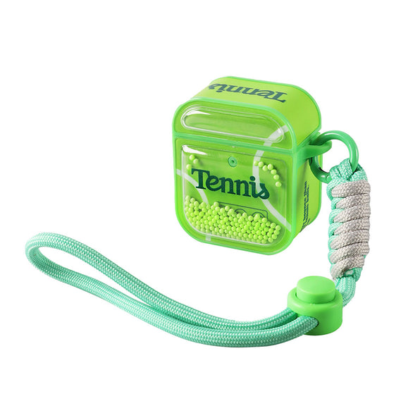 AirPods Case with Tennis Motif, Floating Beads, and Hand Strap