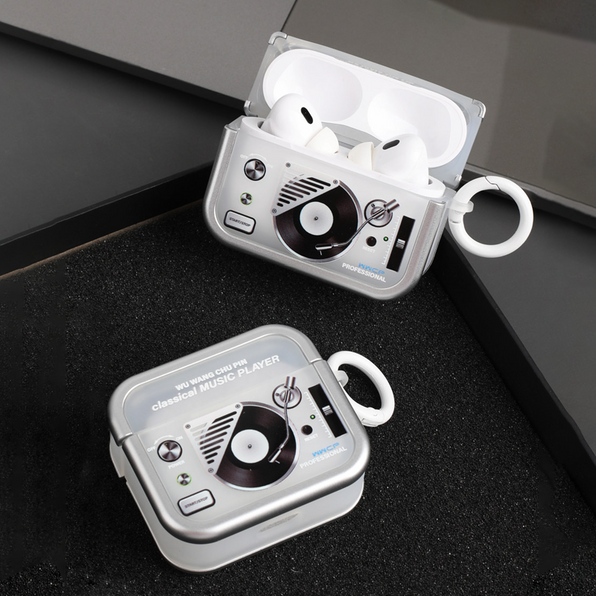 Retro Black Record Design Matte Finish AirPods Case