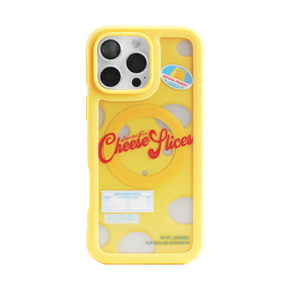 Matte finish magnetic phone case with cheese motif design