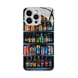 ドリンク冷蔵庫風 リアル写真 iPhone ケース シルバー 白系 フルカバー カメラ保護 耐衝撃 おもしろ インパクト 面白い 強化ガラス TPC 装着展示