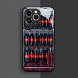 ボトル冷蔵庫風 リアル写真 iPhone ケース ブラック 黒系 フルカバー カメラ保護 耐衝撃 おもしろ 面白い インパクト 強化ガラス TPC 多機種対応