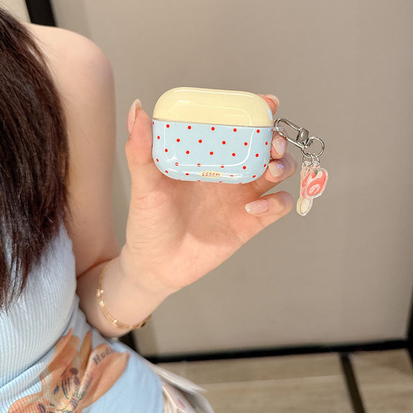 Sweet Polka Dot Strawberry Cake Charm Silicone AirPods Case