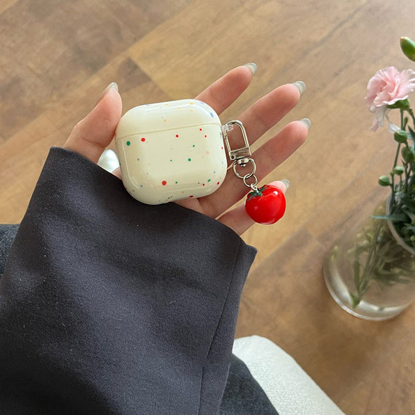 Silicone AirPods Case with Colorful Dot Tomato Charm