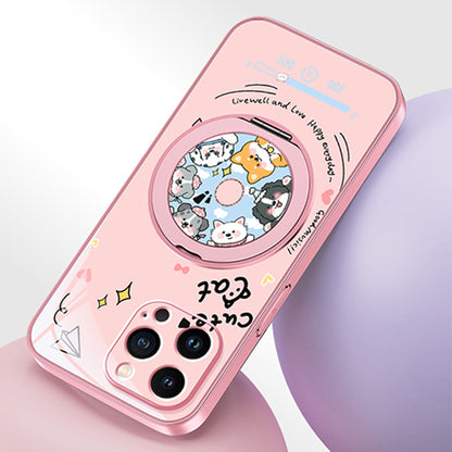 音楽ペットモチーフ回転マグネットスタンド付きマットスマホケース