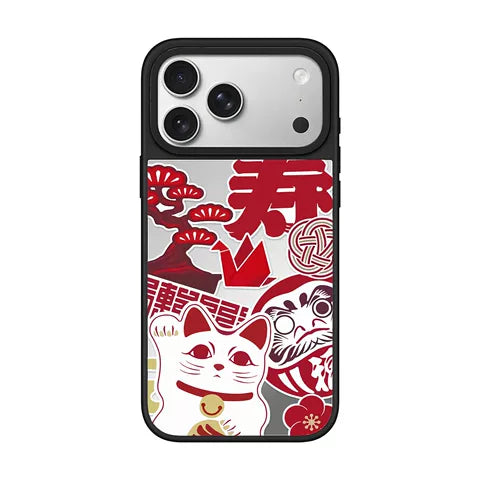 iPhoneケース 福招き猫(MagSafe非対応) 日本縁起物 招き猫 だるま MagSafe 開運 和柄デザイン