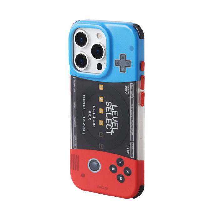 赤青配色ゲーム機モチーフオリジナル個性派マグネット式スマホケース