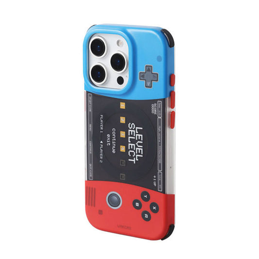 赤青配色ゲーム機モチーフオリジナル個性派マグネット式スマホケース