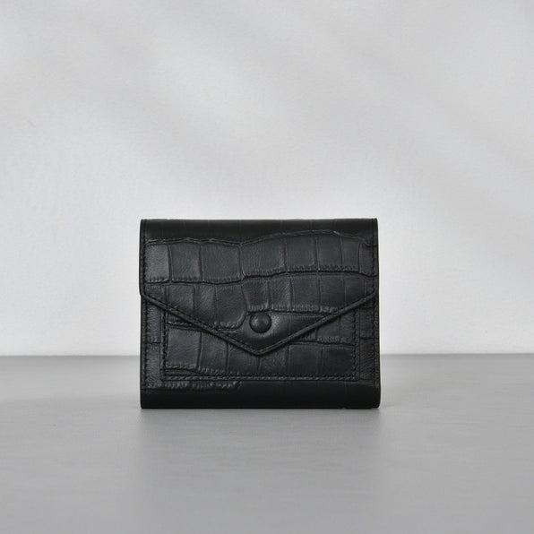 Genuine Leather Mini Wallet Compact for Women Cowhide